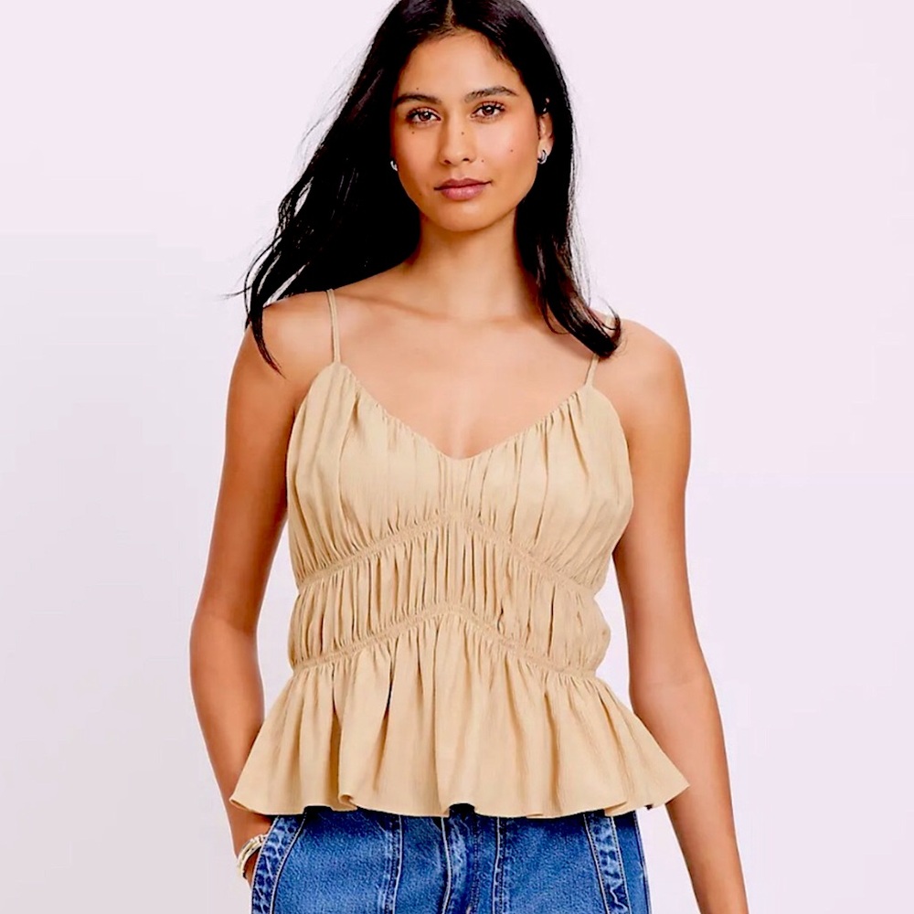 Loft V Neck Ruched Peplum Camisole